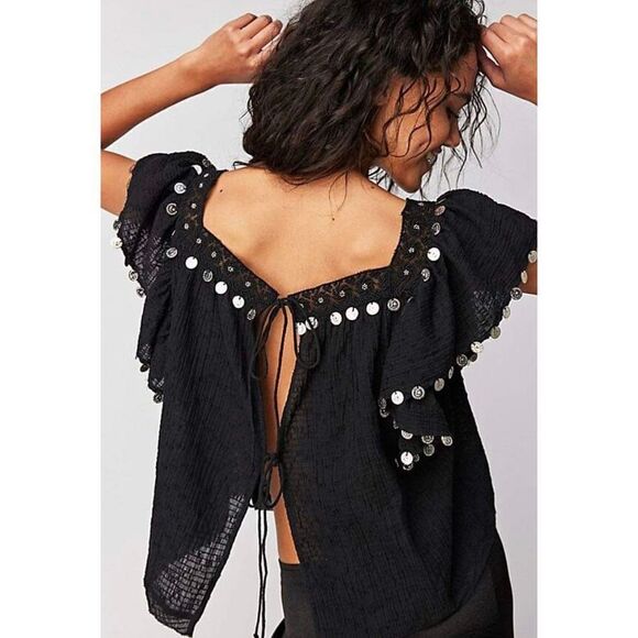 NWT Free  People Metal Coin Embellished Top Size S - Picture 2 of 8